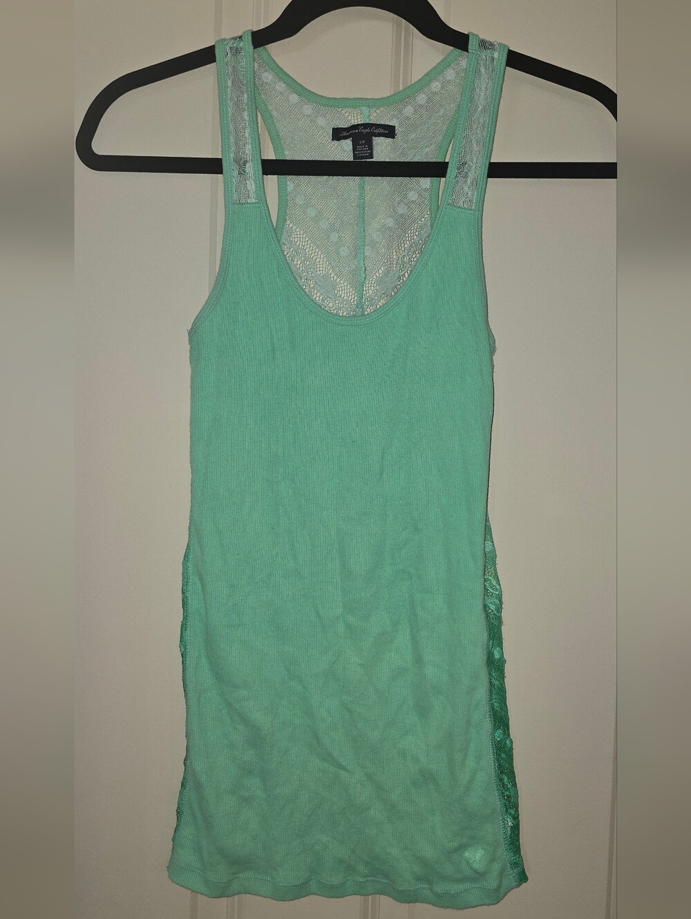 AEO Sea Foam Green Ribbed Tank Top